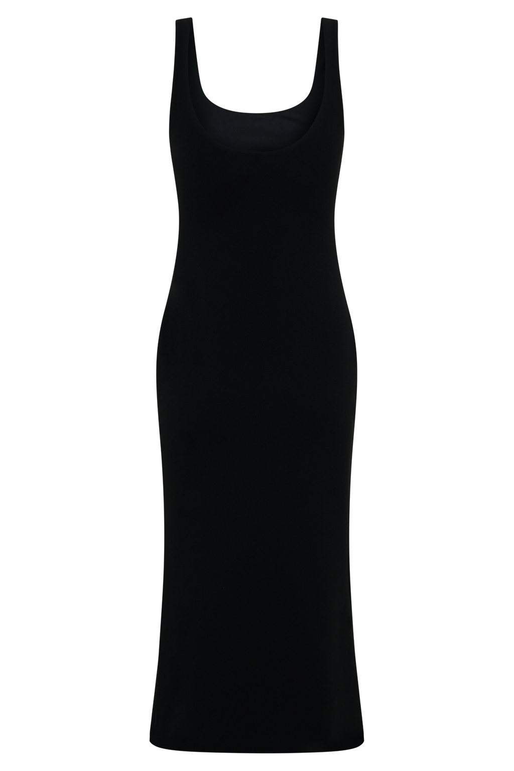 Allyra Scoop Stretch Crepe Midi Dress in Black – Chic&Drifts