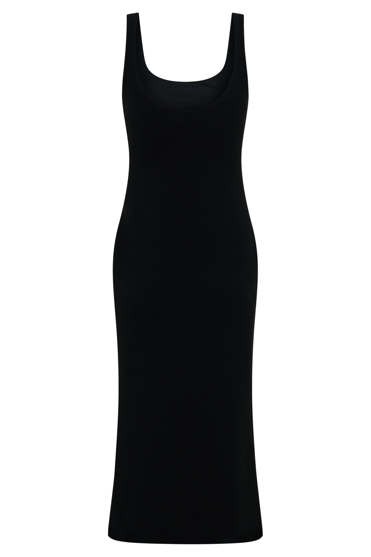 Allyra Scoop Stretch Crepe Midi Dress in Black – Chic&Drifts