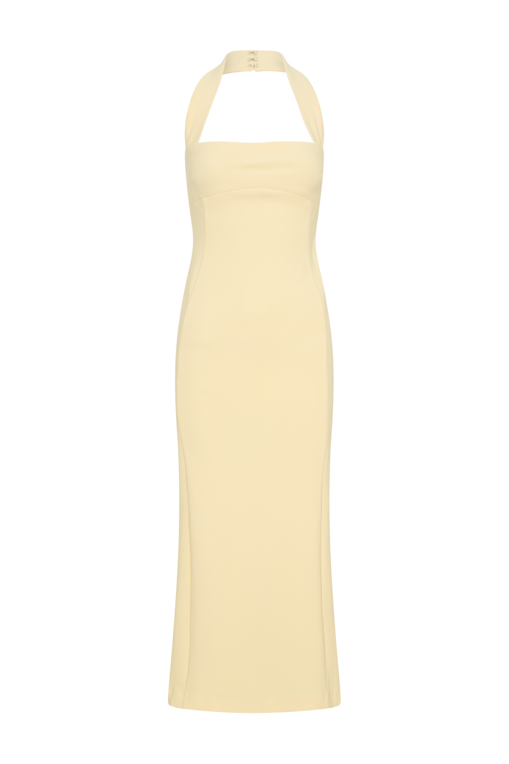 Amelita Suiting Halter Midi Dress in Pale Lemon – Chic&Drifts
