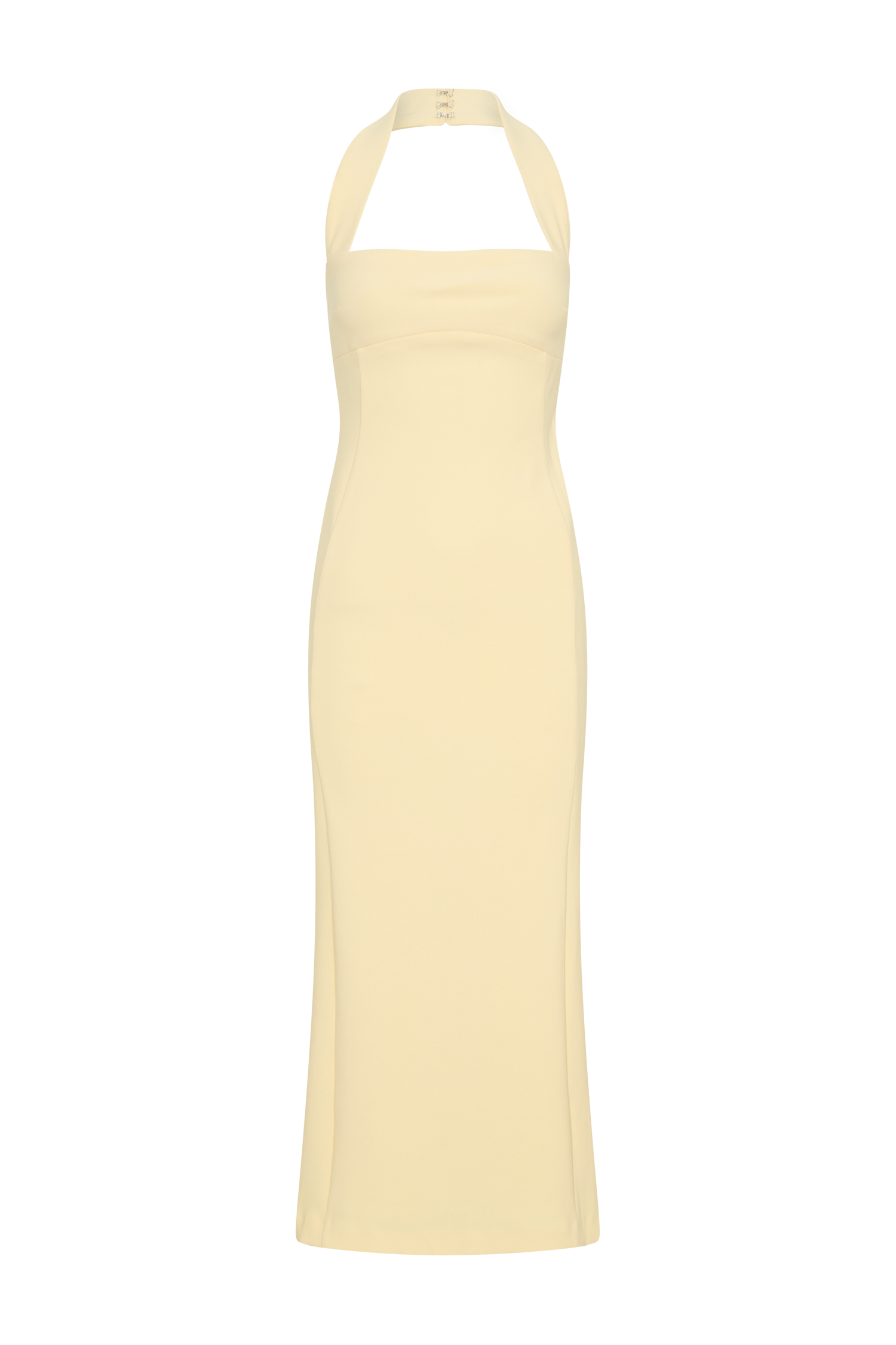 Amelita Suiting Halter Midi Dress in Pale Lemon – Chic&Drifts