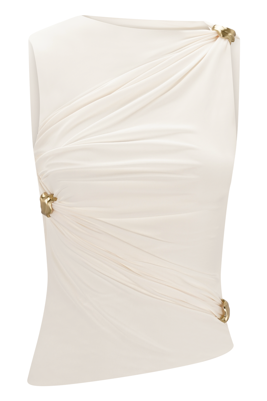 Amia Slinky Sleeveless Top With Hardware in Ivory – Chic&Drifts