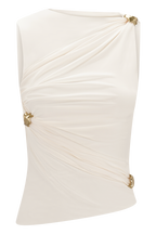 Amia Slinky Sleeveless Top With Hardware in Ivory – Chic&Drifts