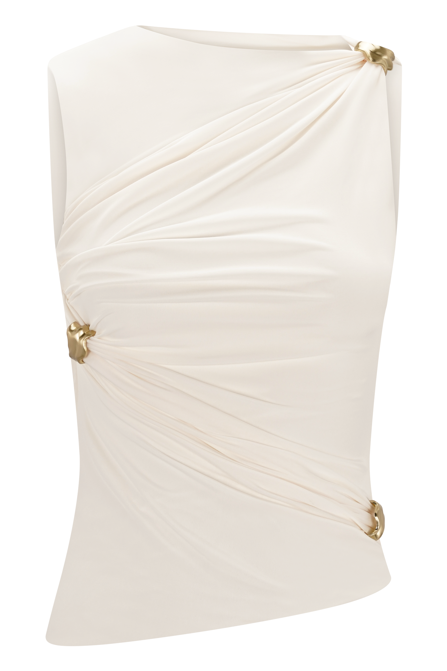 Amia Slinky Sleeveless Top With Hardware in Ivory – Chic&Drifts