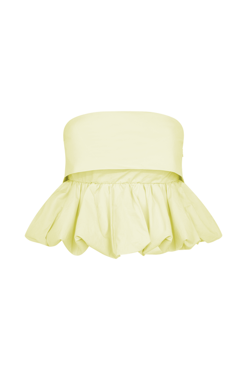 Amirah Strapless Bubble Crop Top in Lemon – Chic&Drifts