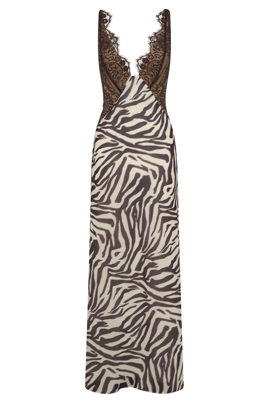 Angeline Lace And Chiffon Maxi Dress in Abstract Zebra Print – Chic&Drifts