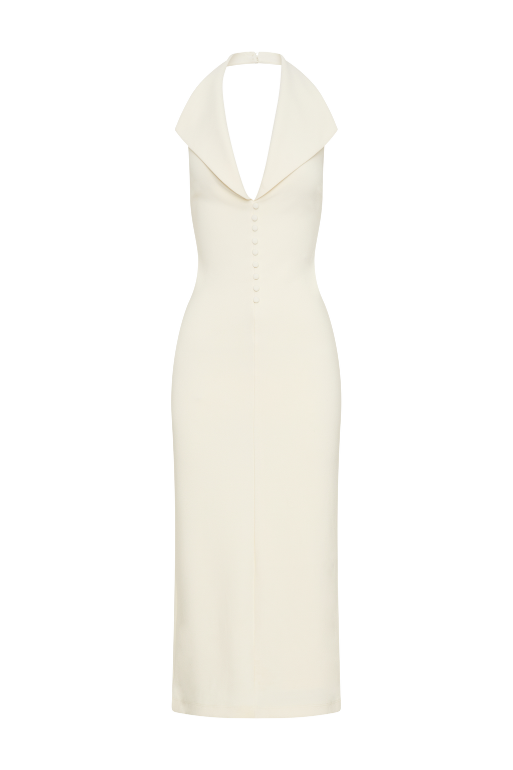 Annita Crepe Halter Midi Dress in Ivory – Chic&Drifts