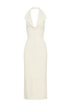 Annita Crepe Halter Midi Dress in Ivory – Chic&Drifts