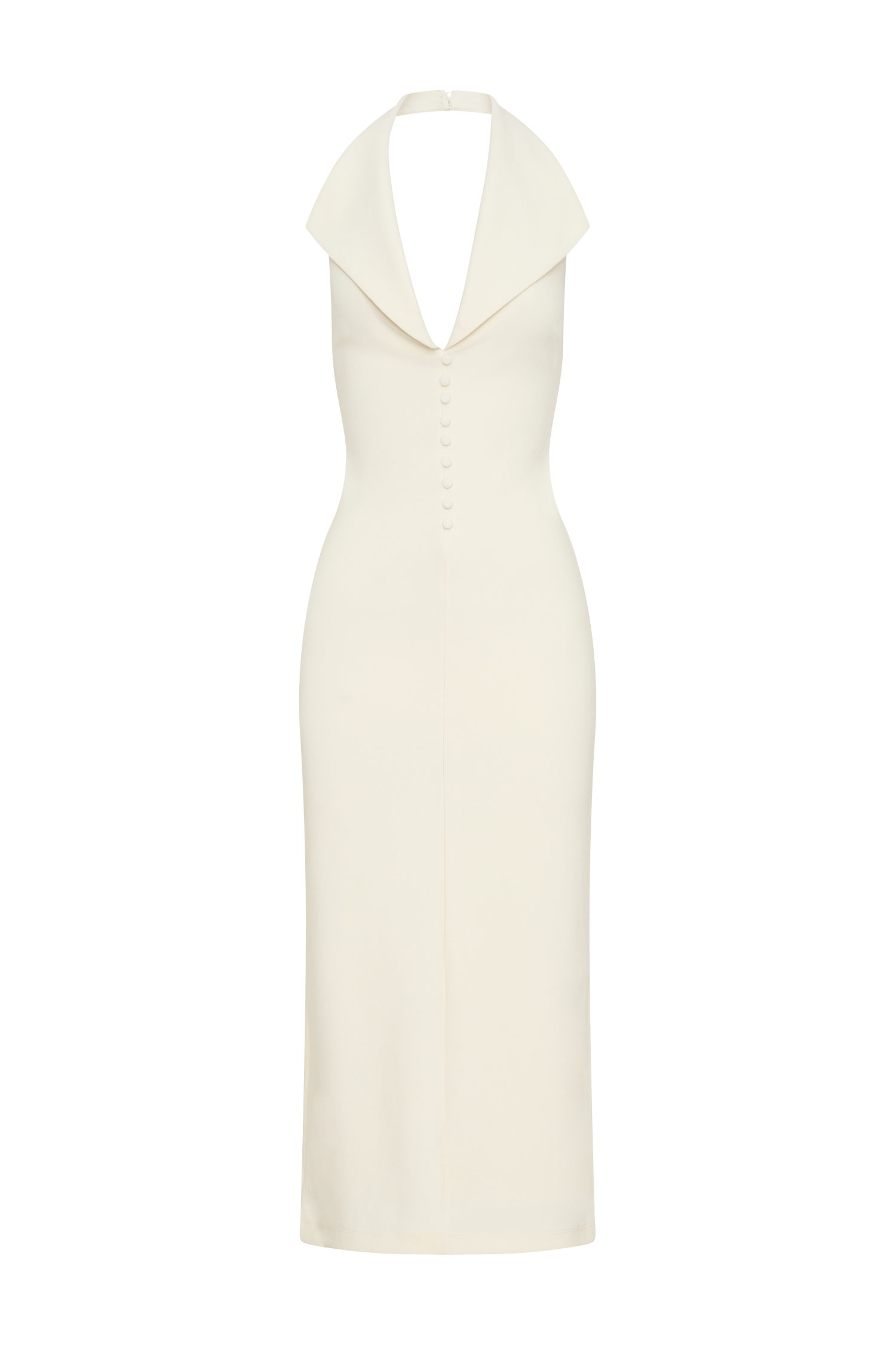 Annita Crepe Halter Midi Dress in Ivory – Chic&Drifts