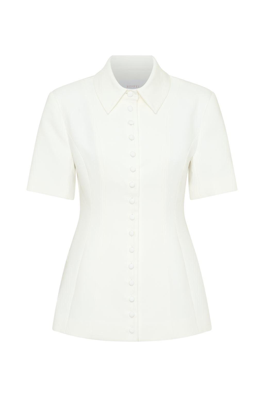 Ariella Button Up Short Sleeves Top in White – Chic&Drifts