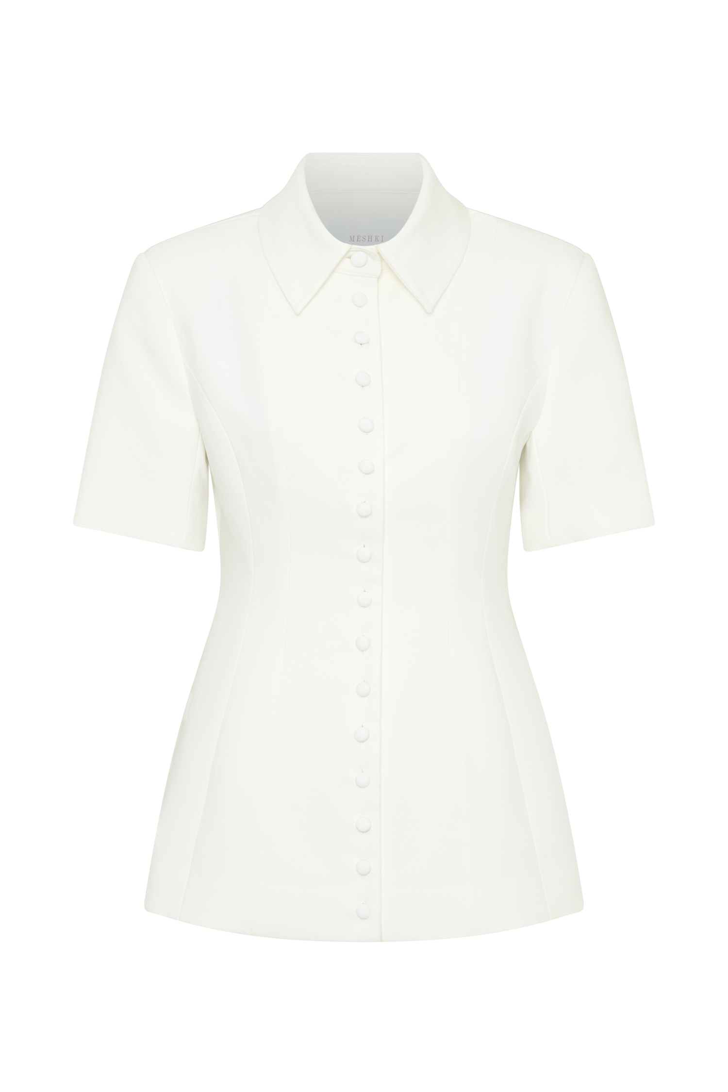 Ariella Button Up Short Sleeves Top in White – Chic&Drifts