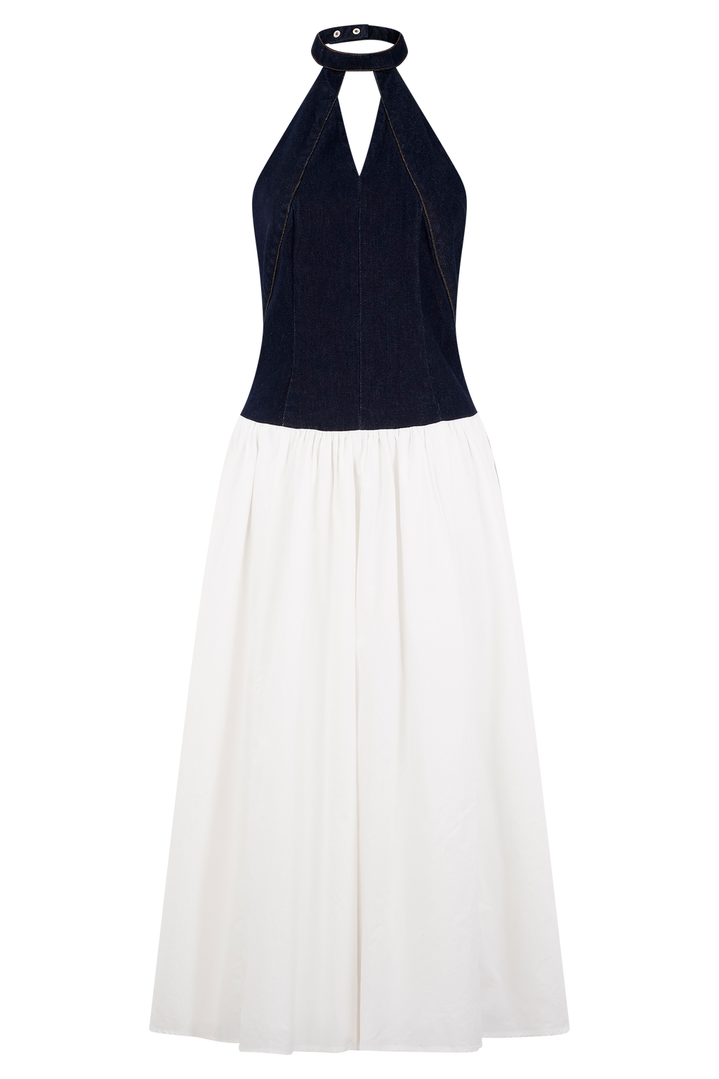 Ashwin Denim Cotton Midi Dress in Indigo Blue – Chic&Drifts
