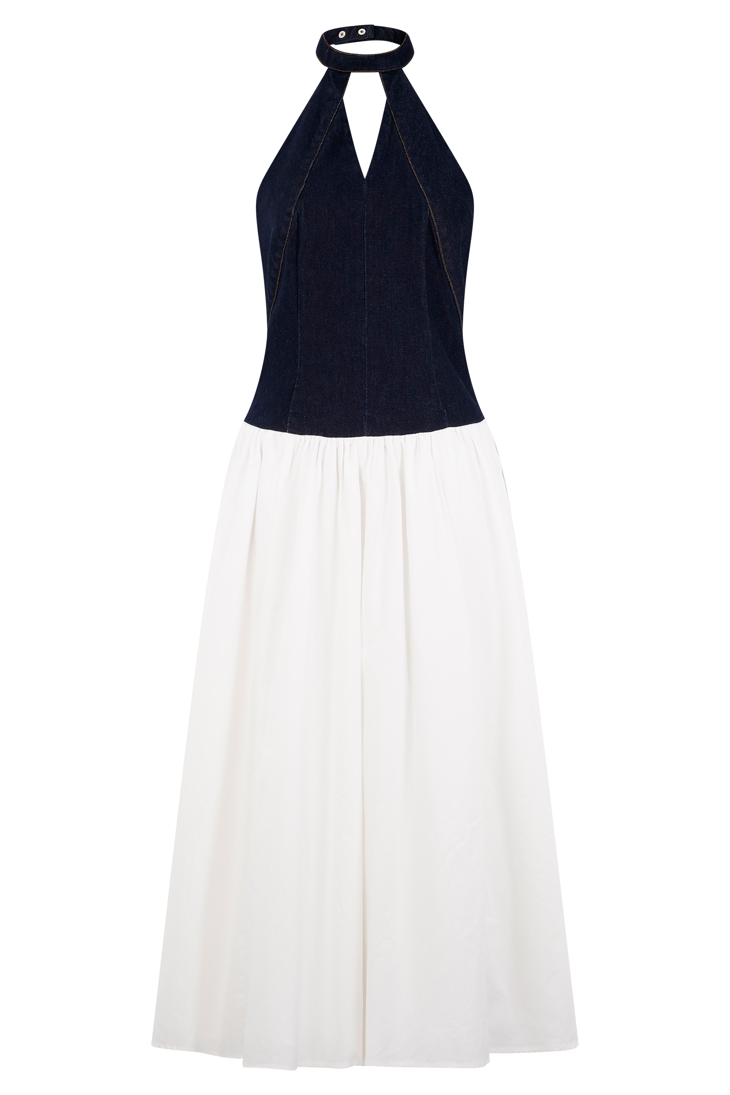 Ashwin Denim Cotton Midi Dress in Indigo Blue – Chic&Drifts