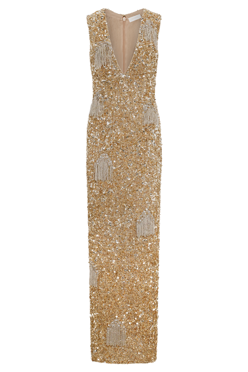Astor Hand Embellished Maxi Dress in Gold – Chic&Drifts