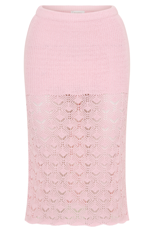 Atlantis Crochet Knit Midi Skirt in Baby Pink – Chic&Drifts