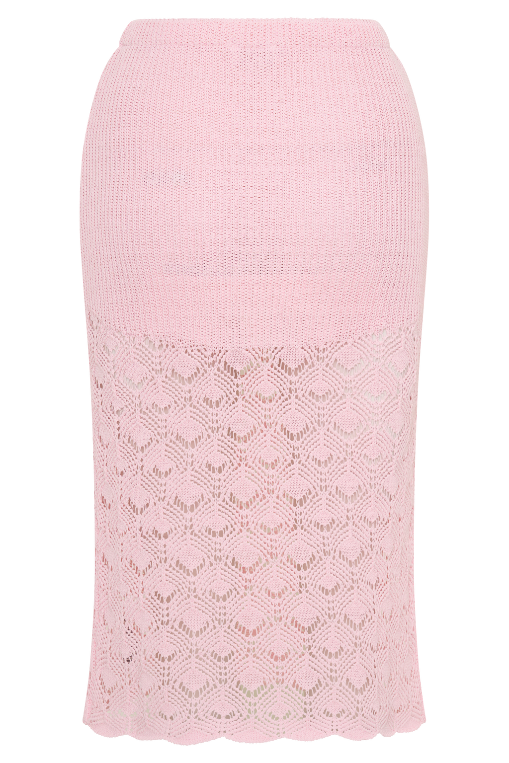 Atlantis Crochet Knit Midi Skirt in Baby Pink – Chic&Drifts