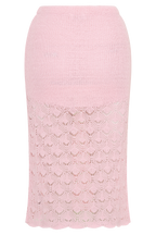 Atlantis Crochet Knit Midi Skirt in Baby Pink – Chic&Drifts