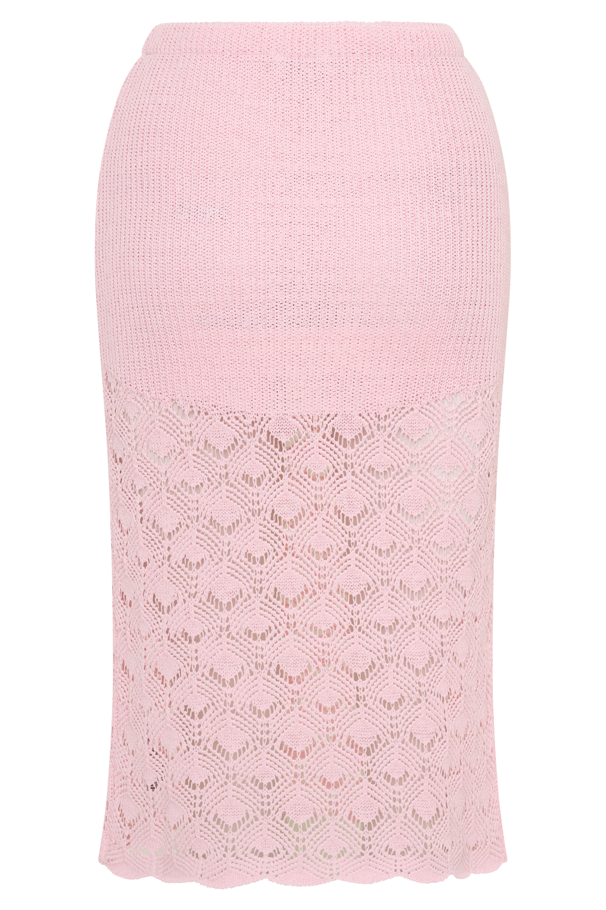 Atlantis Crochet Knit Midi Skirt in Baby Pink – Chic&Drifts