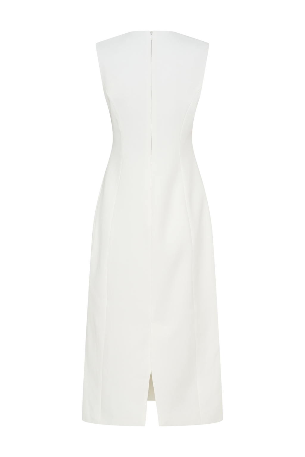 Audrine Suiting Sleeveless Midi Dress in Ivory – Chic&Drifts