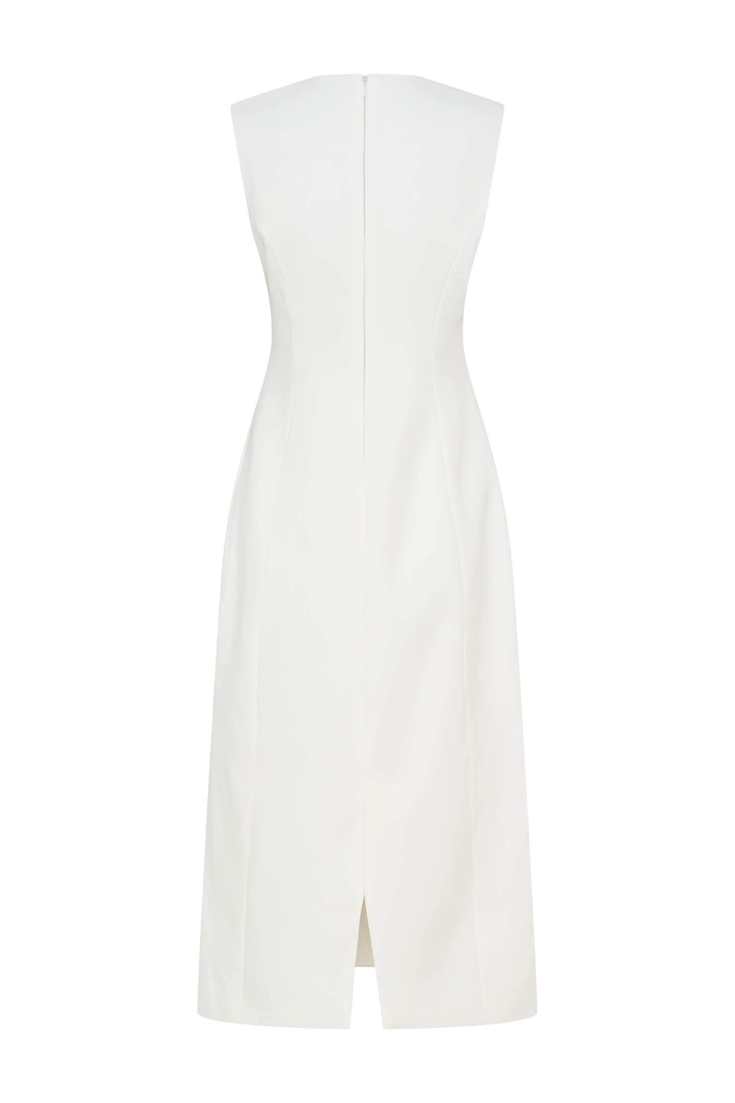 Audrine Suiting Sleeveless Midi Dress in Ivory – Chic&Drifts