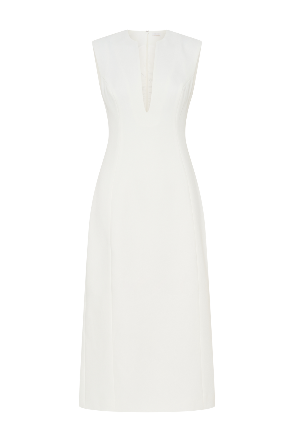 Audrine Suiting Sleeveless Midi Dress in Ivory – Chic&Drifts