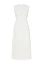 Audrine Suiting Sleeveless Midi Dress in Ivory – Chic&Drifts