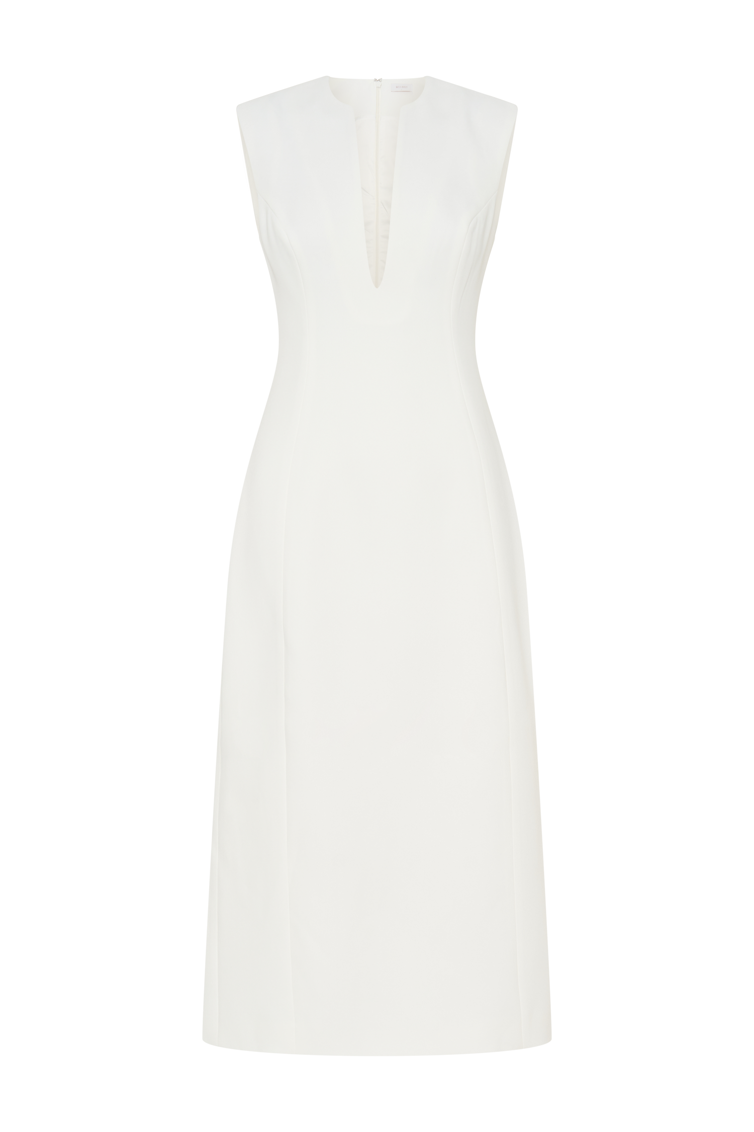 Audrine Suiting Sleeveless Midi Dress in Ivory – Chic&Drifts