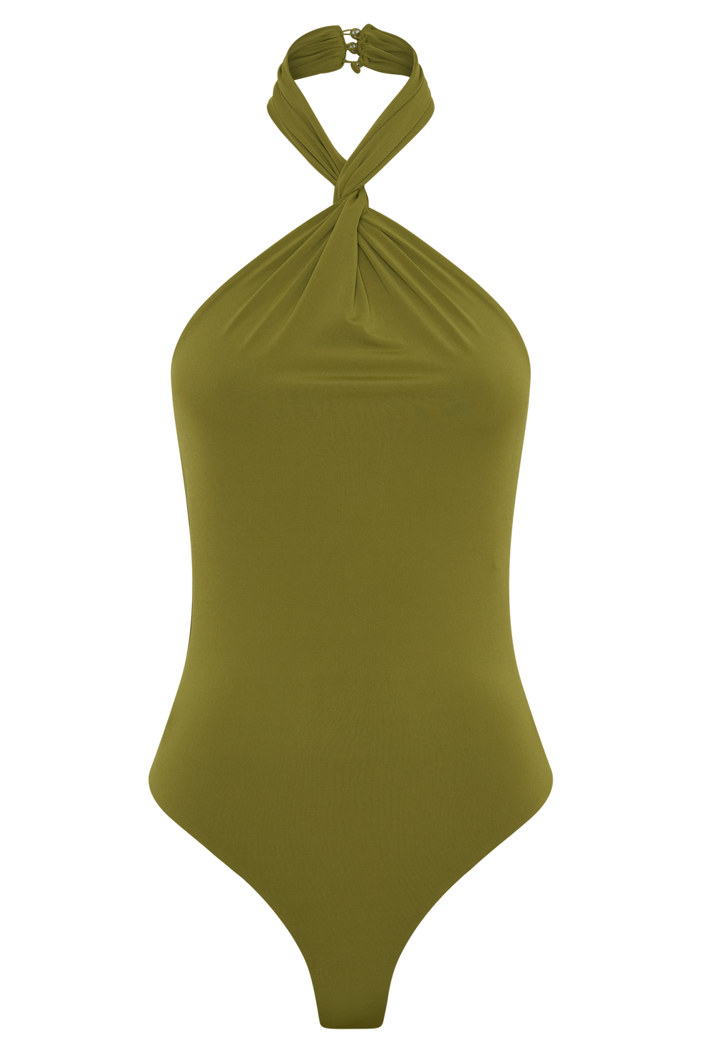 Bambi Twisted Neck Dry Jersey Bodysuit in Martini Olive – Chic&Drifts