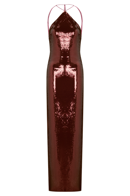 Baldwin Sequin Cut Out Maxi Dress in Mahogany – Chic&Drifts