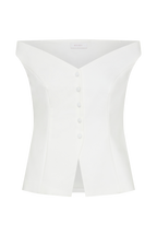 Billie Off Shoulder Sleeveless Button Top in White – Chic&Drifts