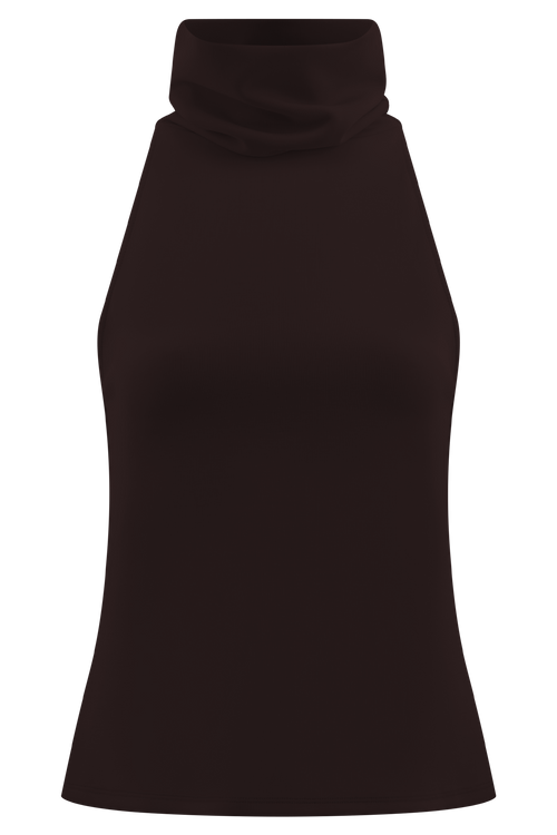 Birdie High Neck Sleeveless Top in Chocolate – Chic&Drifts