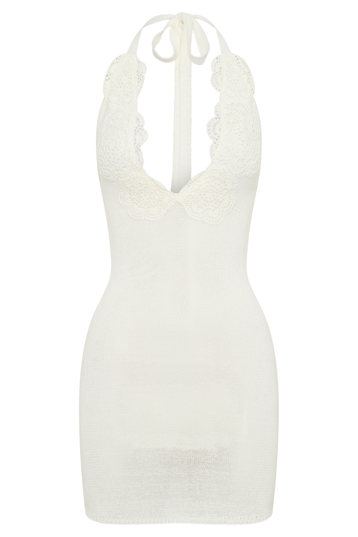 Bohdie Crochet Halter Mini Dress in Ivory – Chic&Drifts