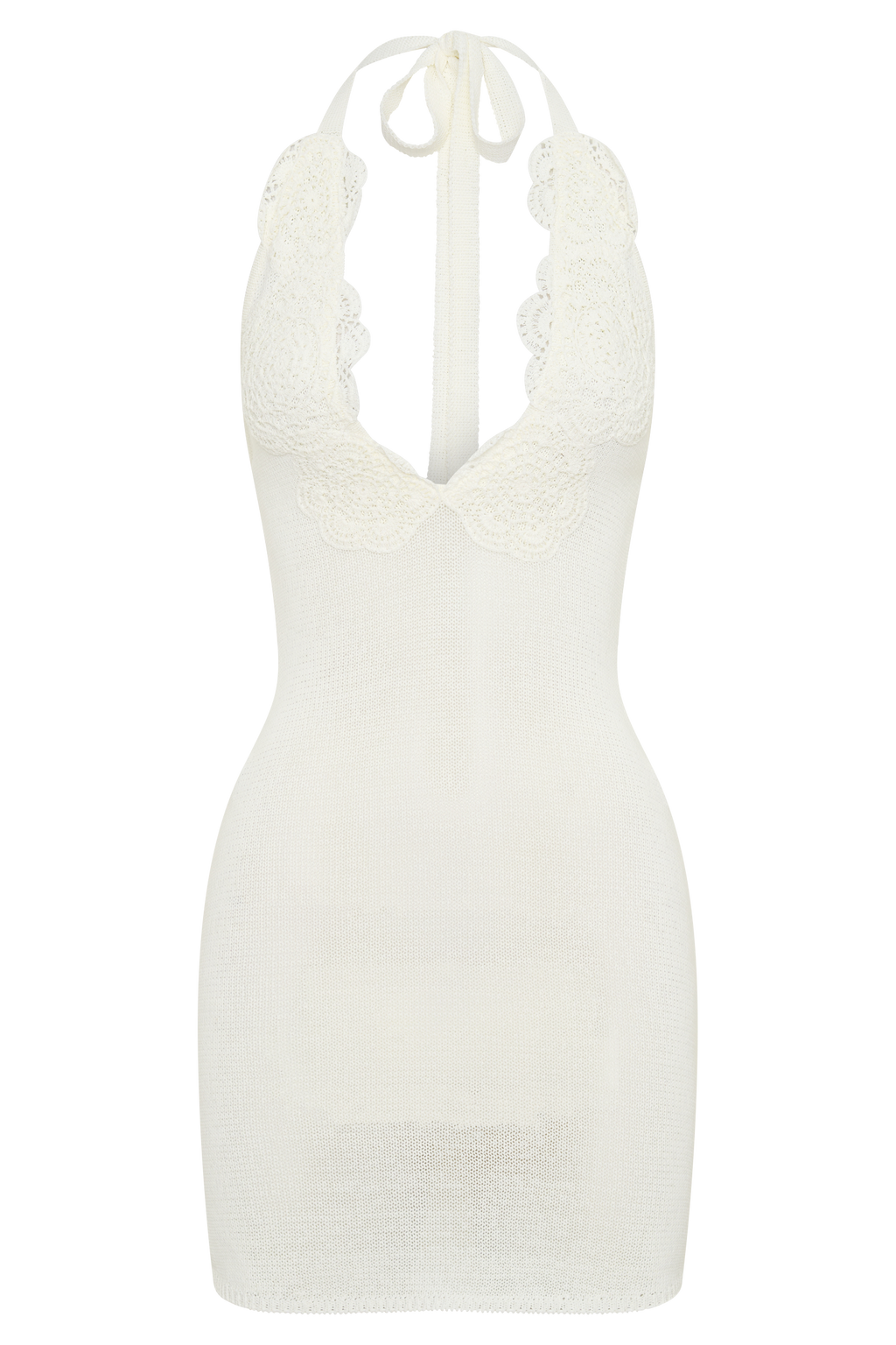 Bohdie Crochet Halter Mini Dress in Ivory – Chic&Drifts