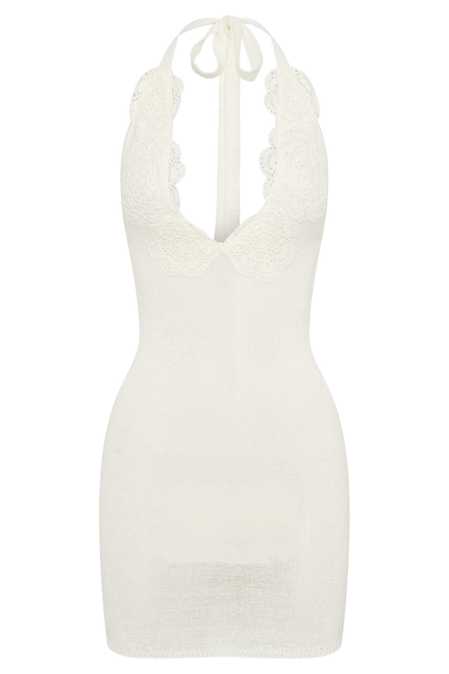 Bohdie Crochet Halter Mini Dress in Ivory – Chic&Drifts
