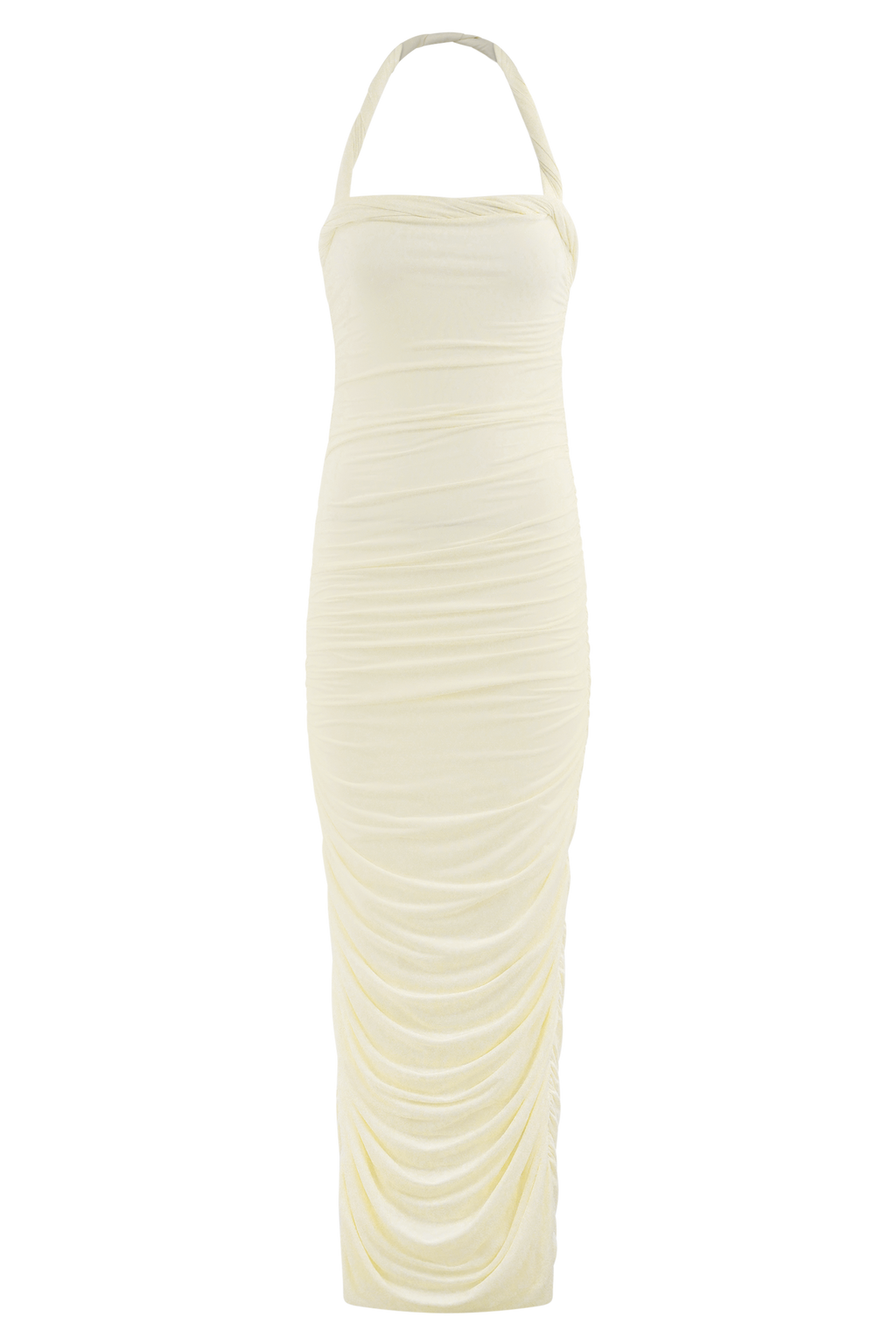 Camila Ruched Halter Midi Dress in Ivory – Chic&Drifts