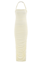 Camila Ruched Halter Midi Dress in Ivory – Chic&Drifts
