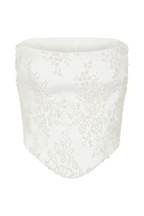 Camille Beaded Satin And Lace Corset Top in Ivory – Chic&Drifts