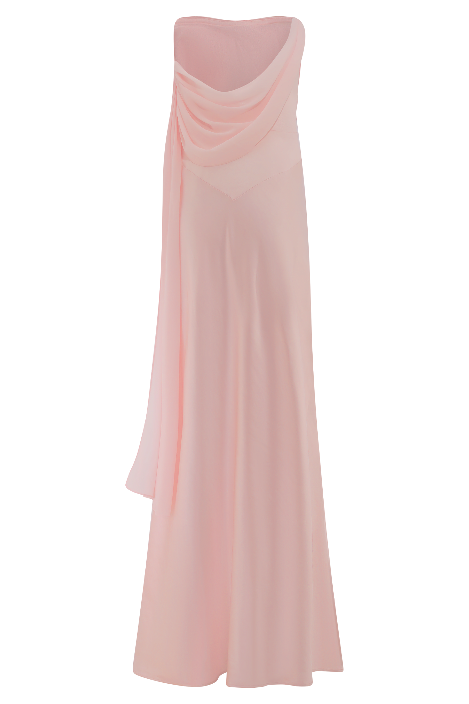 Carah Satin And Chiffon Maxi Dress in Pale Pink – Chic&Drifts