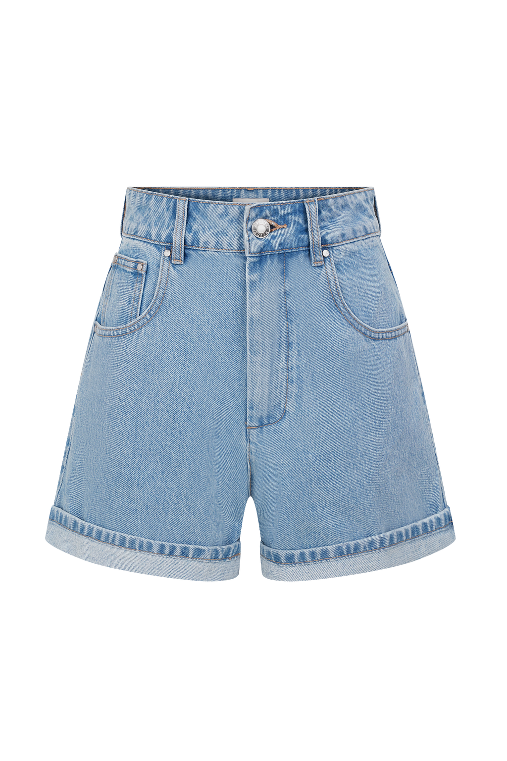 Carlene Cuffed Denim Shorts in Classic Blue – Chic&Drifts