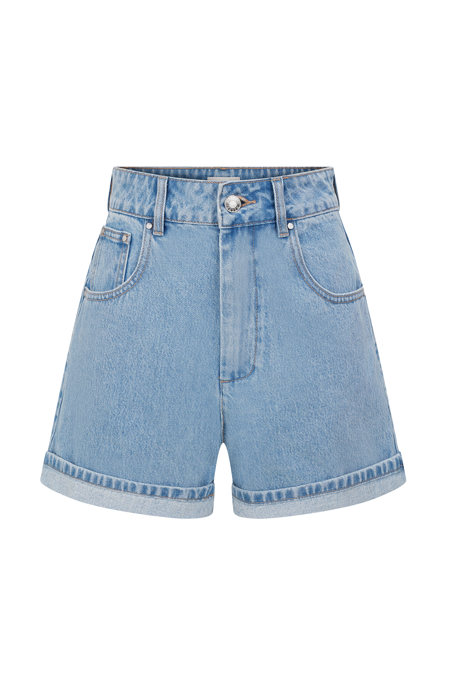 Carlene Cuffed Denim Shorts in Classic Blue – Chic&Drifts