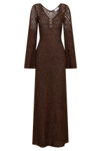 Chelsea Lurex Crochet Maxi Dress in Bronze – Chic&Drifts