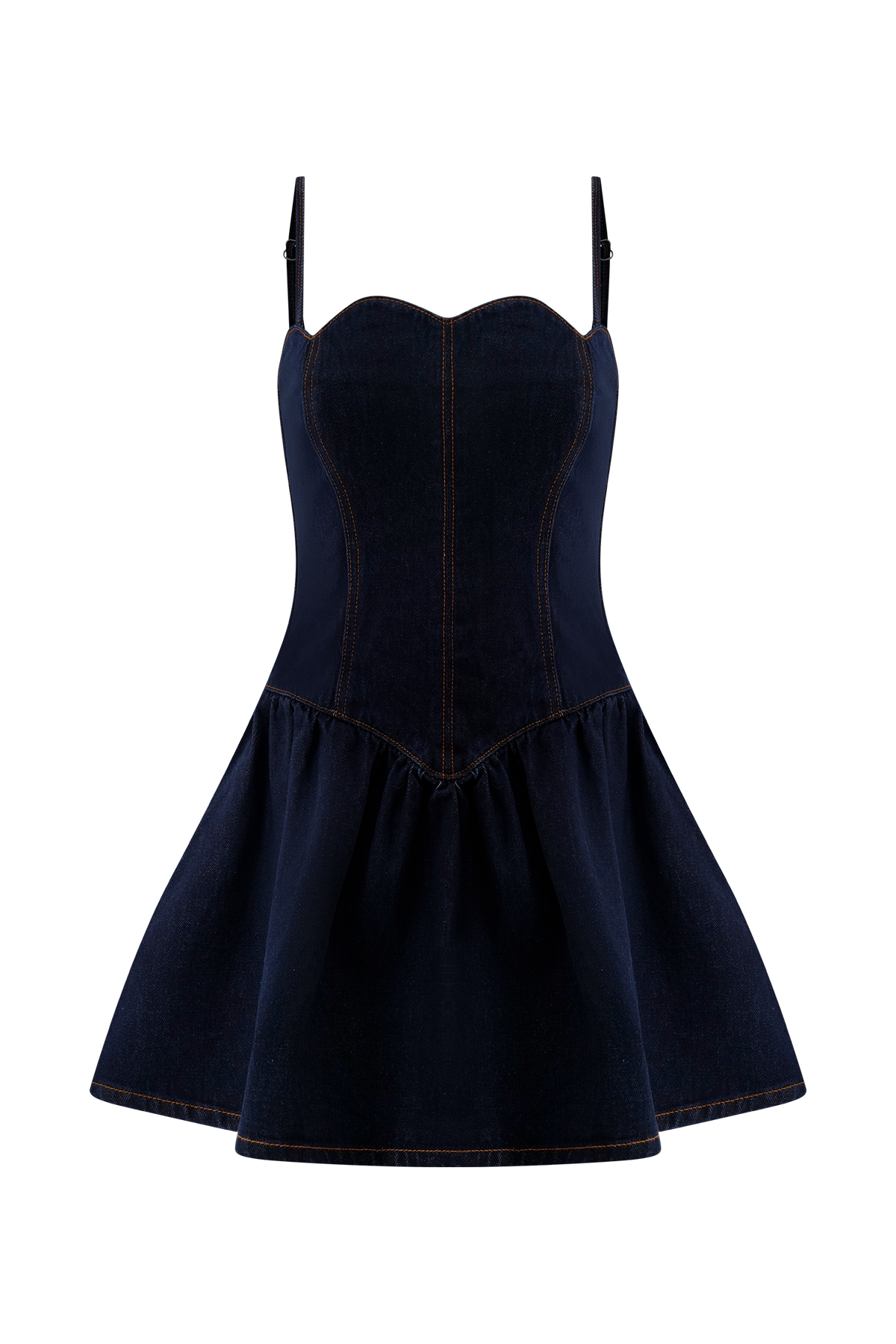 Cheyenne Scallop Denim Mini Dress in Indigo Blue – Chic&Drifts