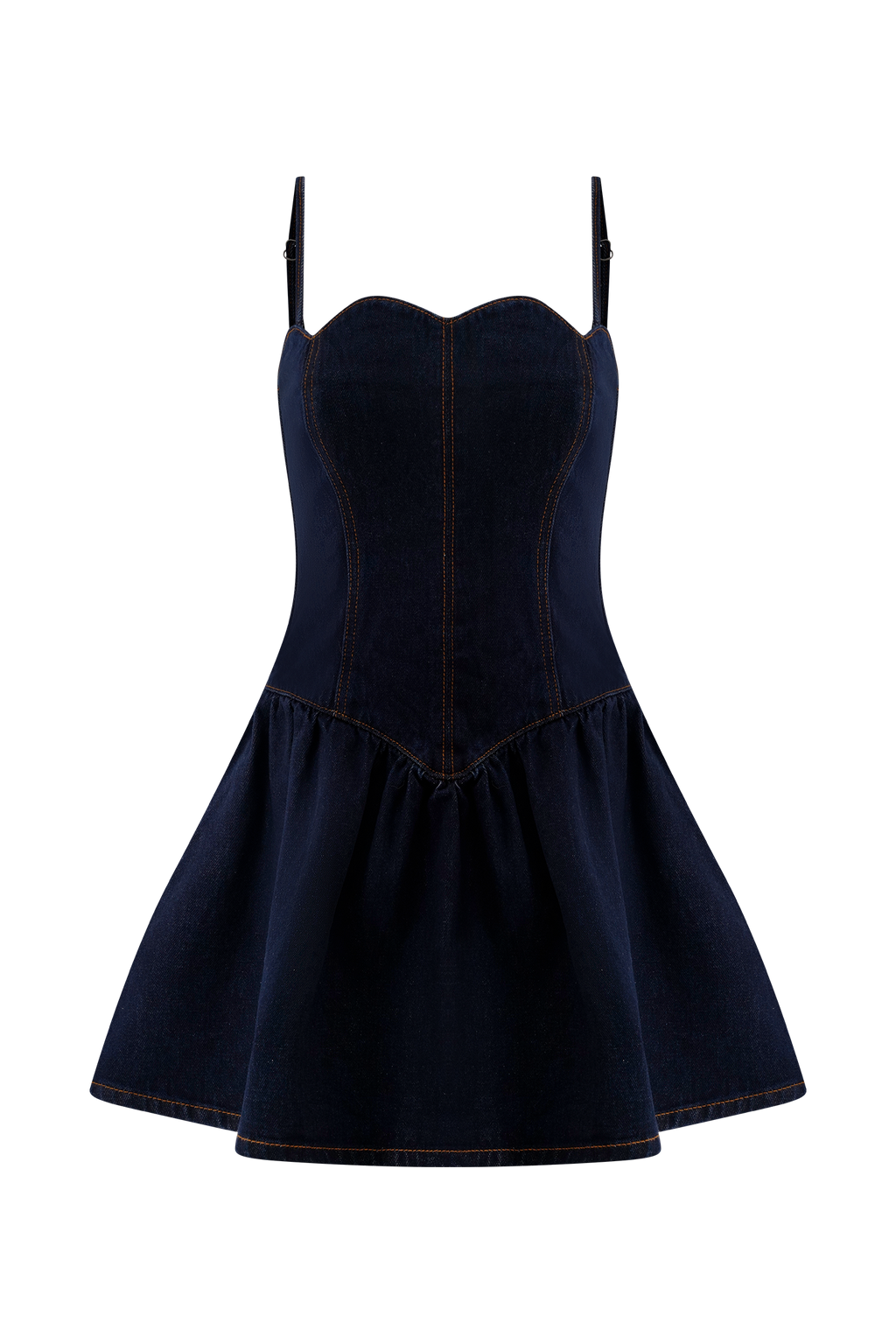 Cheyenne Scallop Denim Mini Dress in Indigo Blue – Chic&Drifts