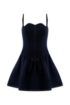 Cheyenne Scallop Denim Mini Dress in Indigo Blue – Chic&Drifts