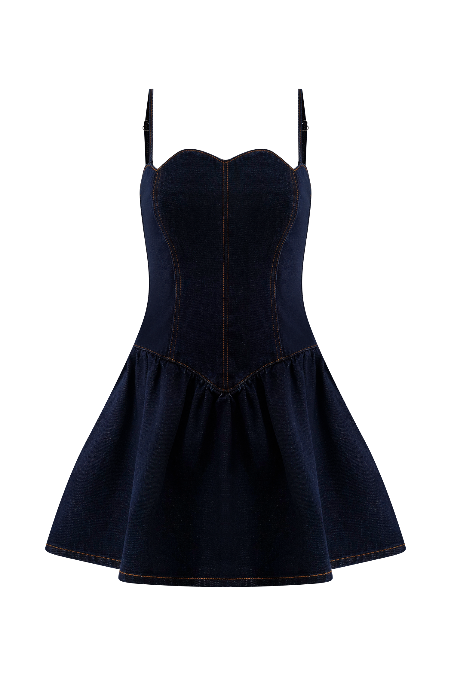 Cheyenne Scallop Denim Mini Dress in Indigo Blue – Chic&Drifts