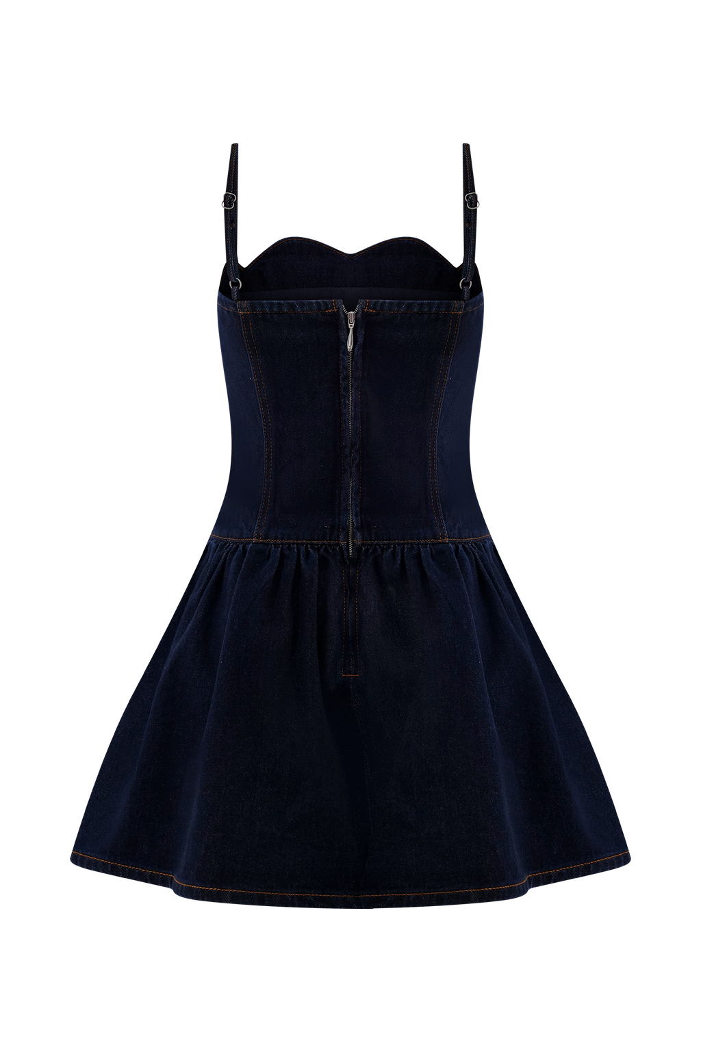 Cheyenne Scallop Denim Mini Dress in Indigo Blue – Chic&Drifts