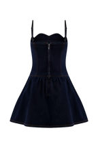 Cheyenne Scallop Denim Mini Dress in Indigo Blue – Chic&Drifts