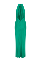 Claire Satin Drape Back Maxi Dress with Split in Green – Chic&Drifts