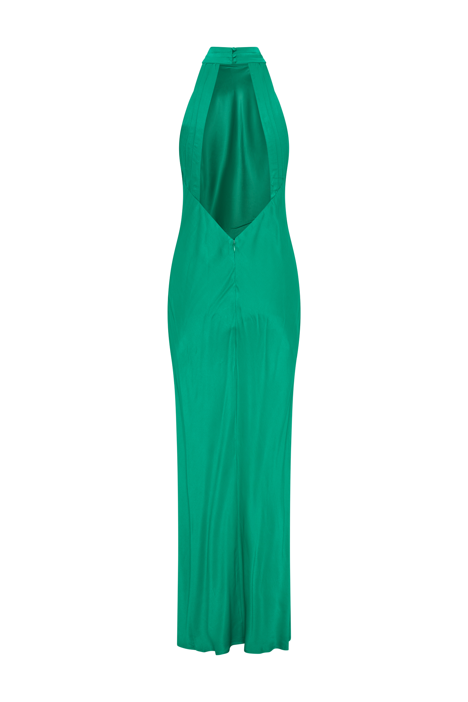 Claire Satin Drape Back Maxi Dress with Split in Green – Chic&Drifts