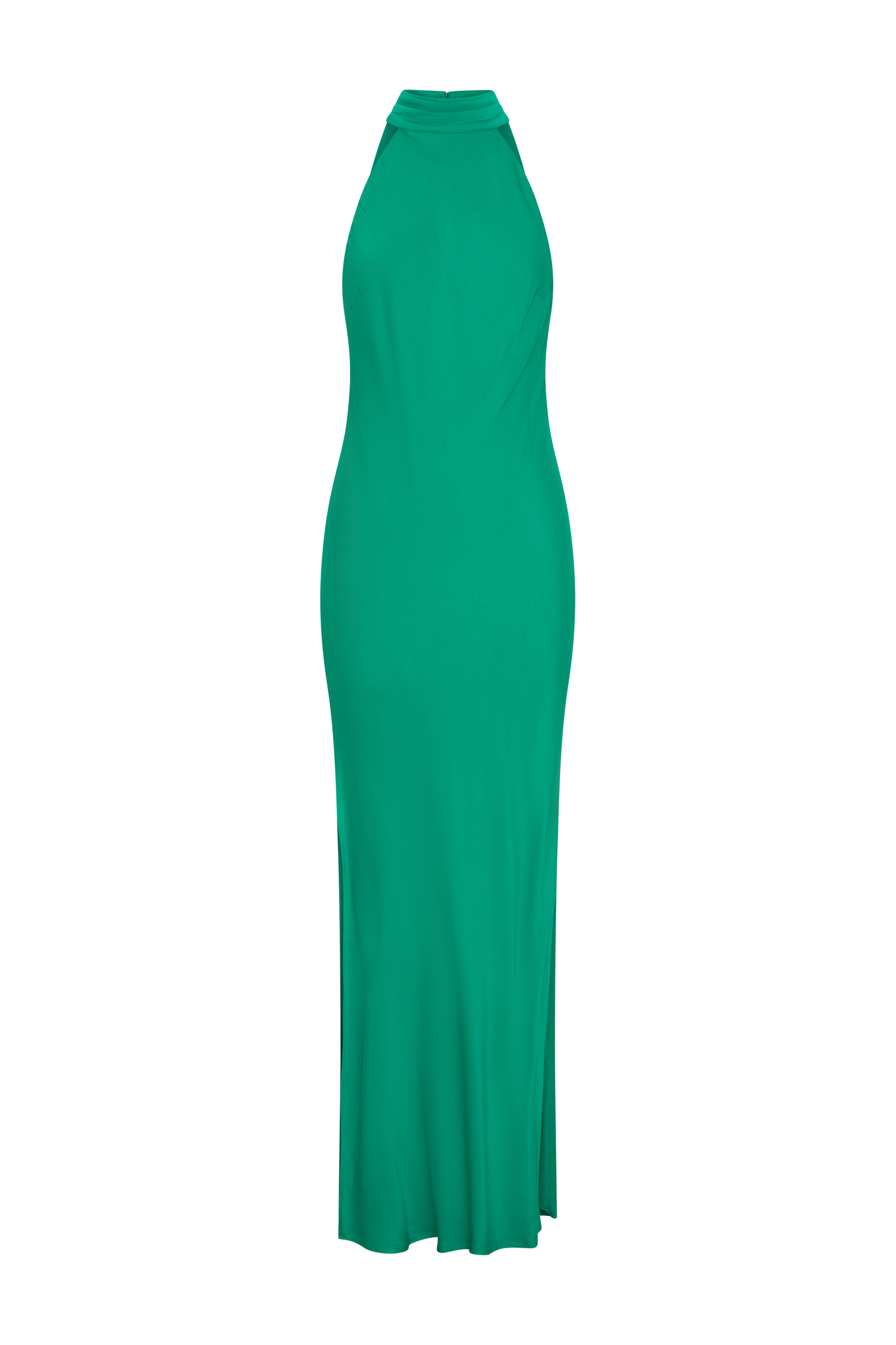 Claire Satin Drape Back Maxi Dress with Split in Green – Chic&Drifts