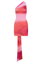 Claudette Slinky Mini Dress With Hardware in Pink Sunset Print – Chic&Drifts